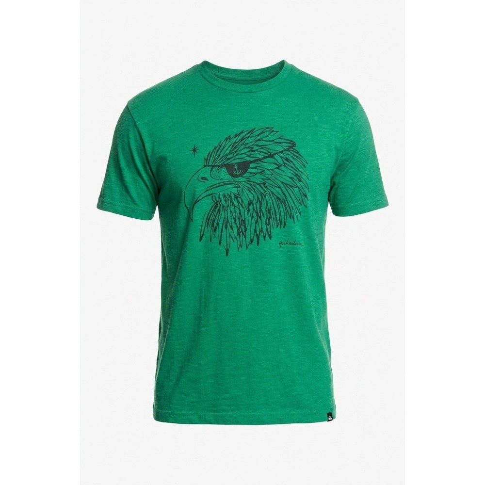 Quiksilver Mens Green Eagle Graphic Slim Fit‎ Short Sleeve T-Shirt Large